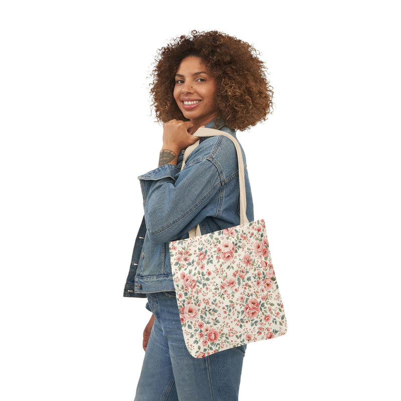 Floral Vintage Rose Canvas Tote