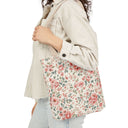 Floral Vintage Rose Canvas Tote