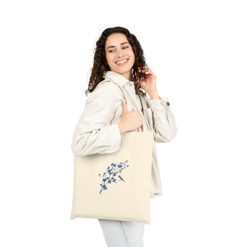 Chinoiserie Bird Cotton Canvas Tote