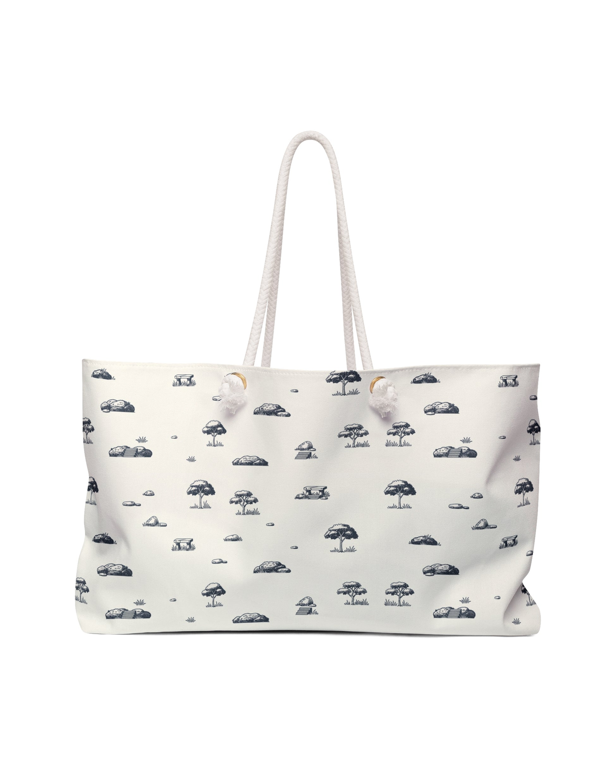 Toile Meadow Weekender Bag in Toile de Jouy scatter print, front view