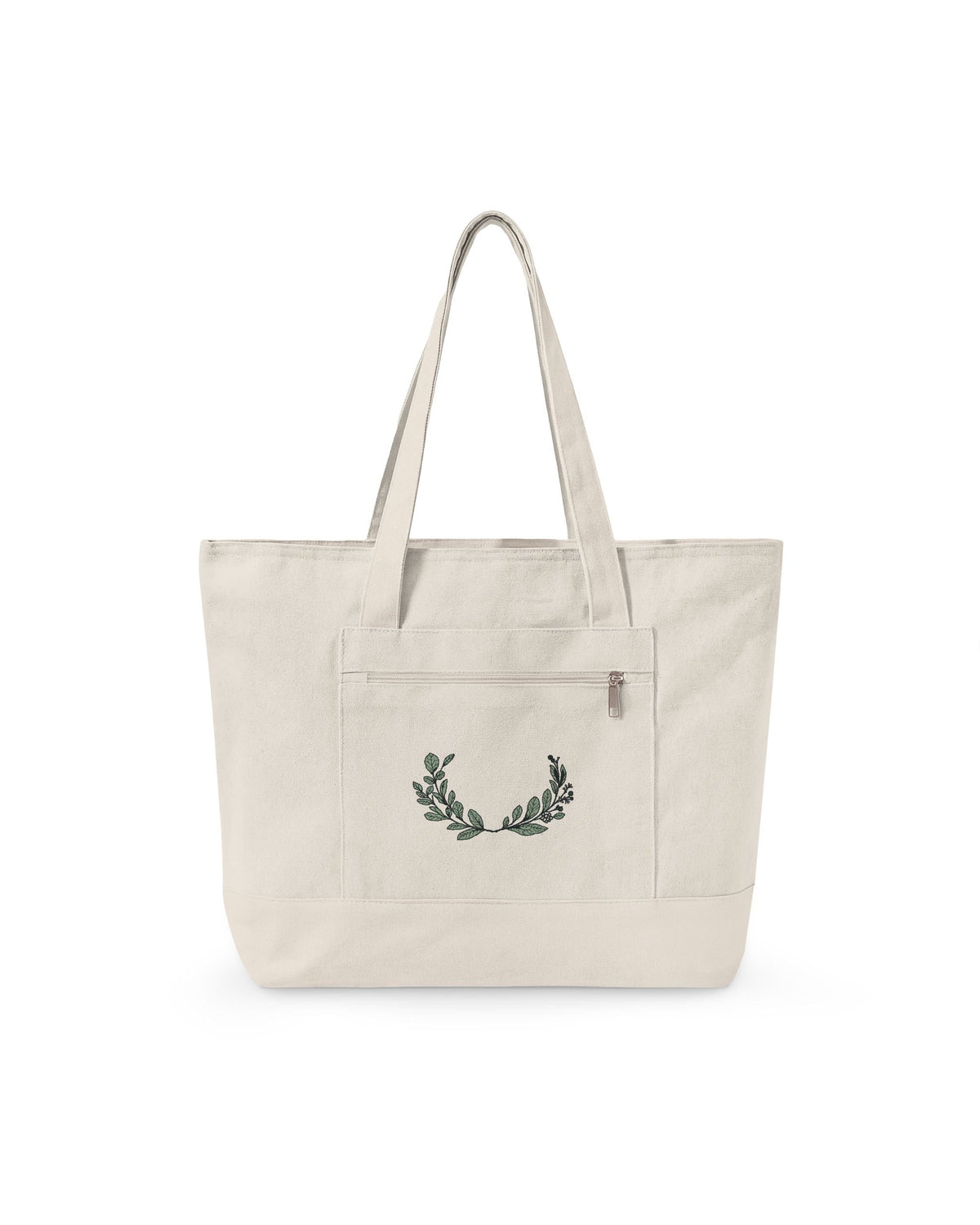 Botanical Zip Pocket Canvas Tote