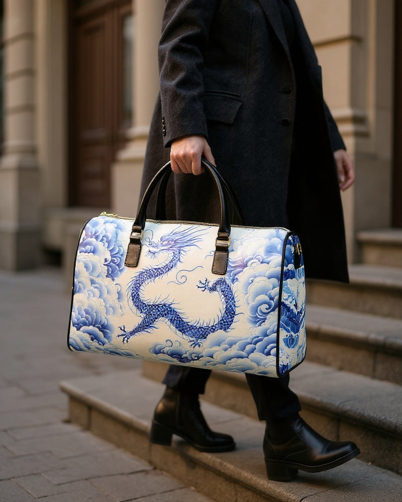 Chinese Dragon Faux Leather Duffel