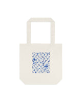 Blue Floral Square Cotton Tote Bag
