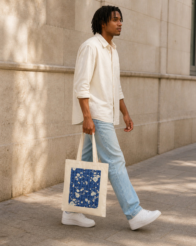 Plum Blossom Cotton Canvas Tote